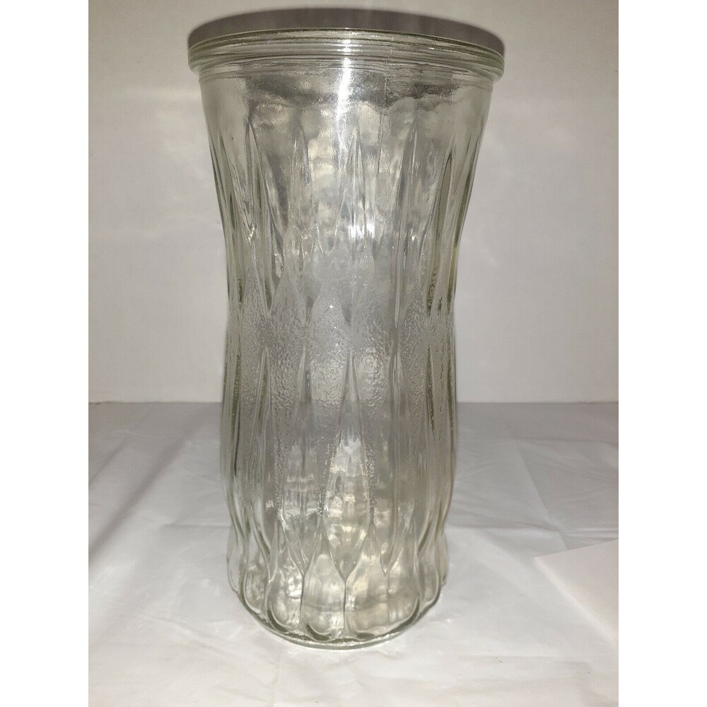CFG Continental Floral Glass Clear Diamond Vase 10"  x 4.5 Diameter